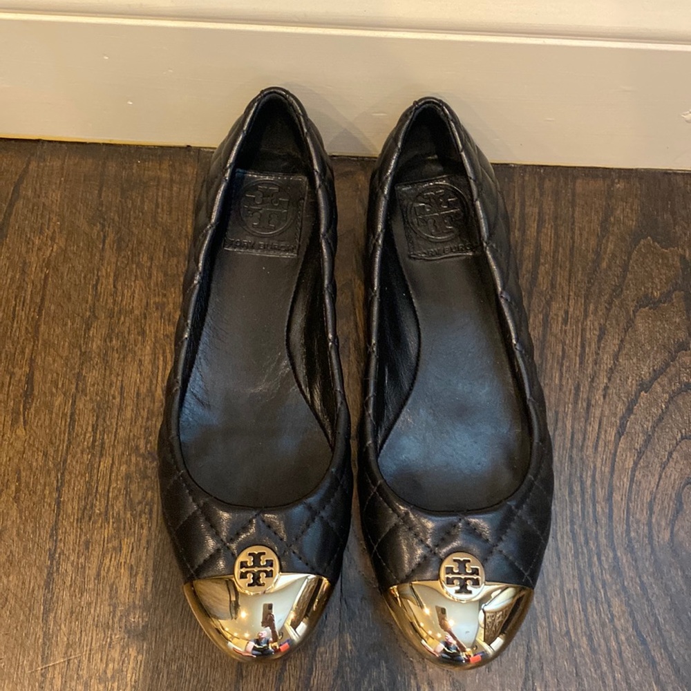 Tory Burch gold toe flats